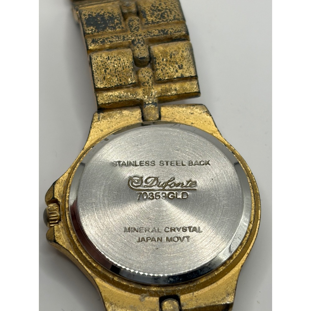 Dufonte Womens Gold Tone Silver Tone Crystal Bezel Watch Japan Movt - Picture 2 of 7
